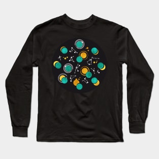 Great Total Solar Eclipse II // teal moons Long Sleeve T-Shirt